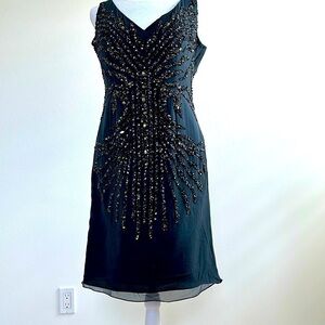 Basix Black Label Beaded Gray Short Cocktail Dress Size 8